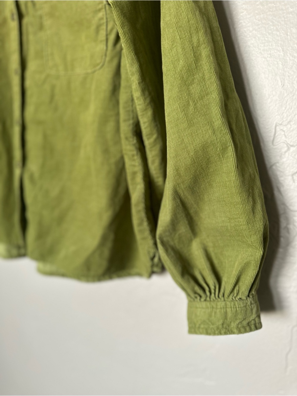 Anthropologie Pilcro Sigourney Corduroy Button Down Shirt Green Cotton - Picture 6 of 12